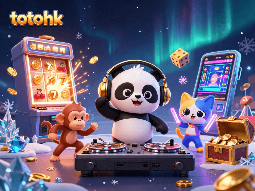 Rasakan keseruan toto hk dengan panda DJ, monyet breakdance, dan kucing pesta dalam ilustrasi 3D yang berwarna-warni.