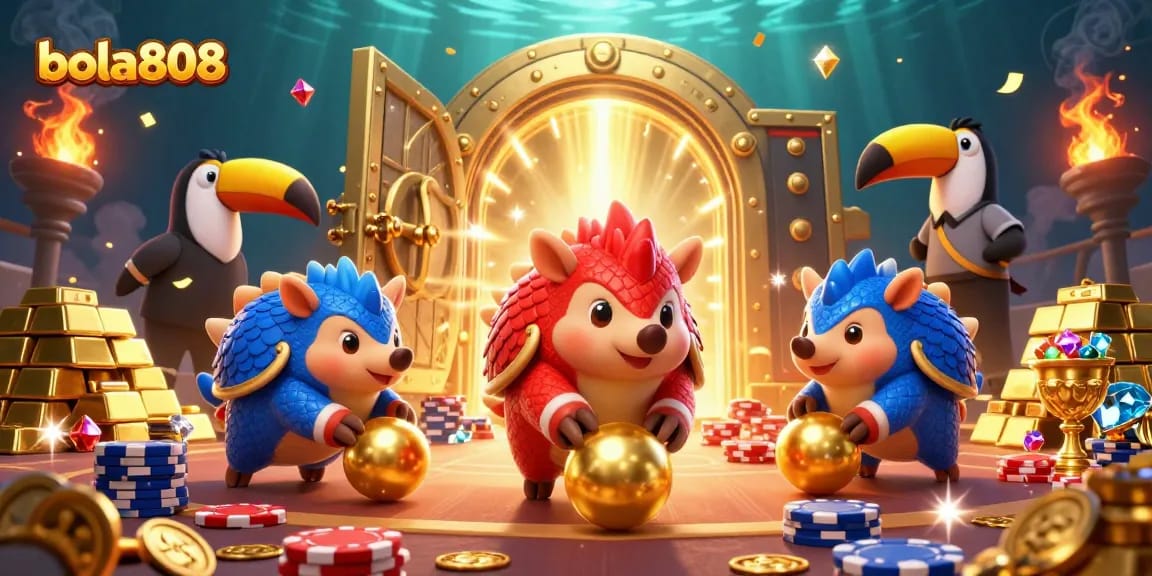 Experience immersive sports betting action with bola808 featuring dynamic pangolin characters in a vibrant casino scene.